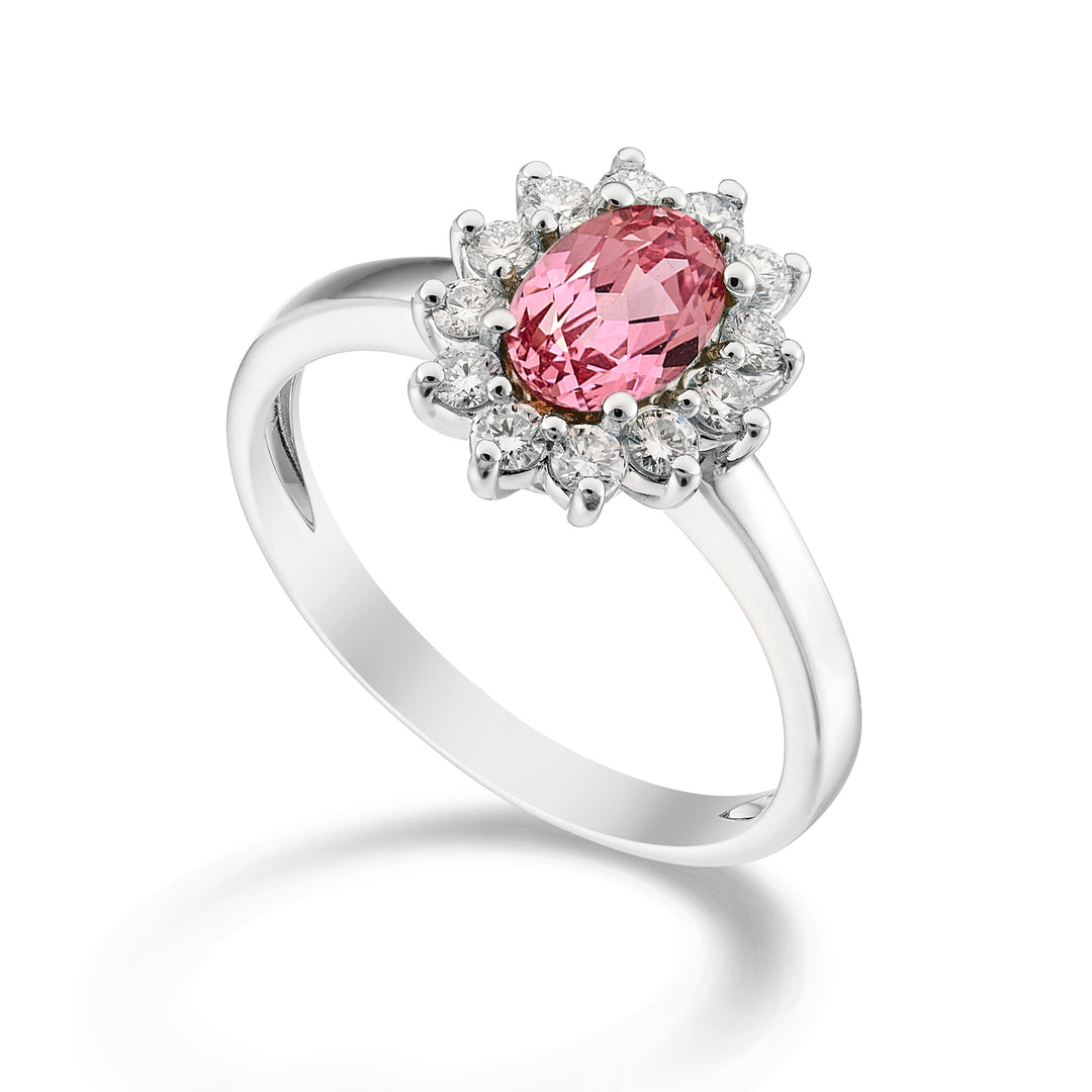 Mikiko an 18k zaffiro rosa ovale 7x5 ct.0,80 diam. ct.0,30 MA5094O4ZFRP
