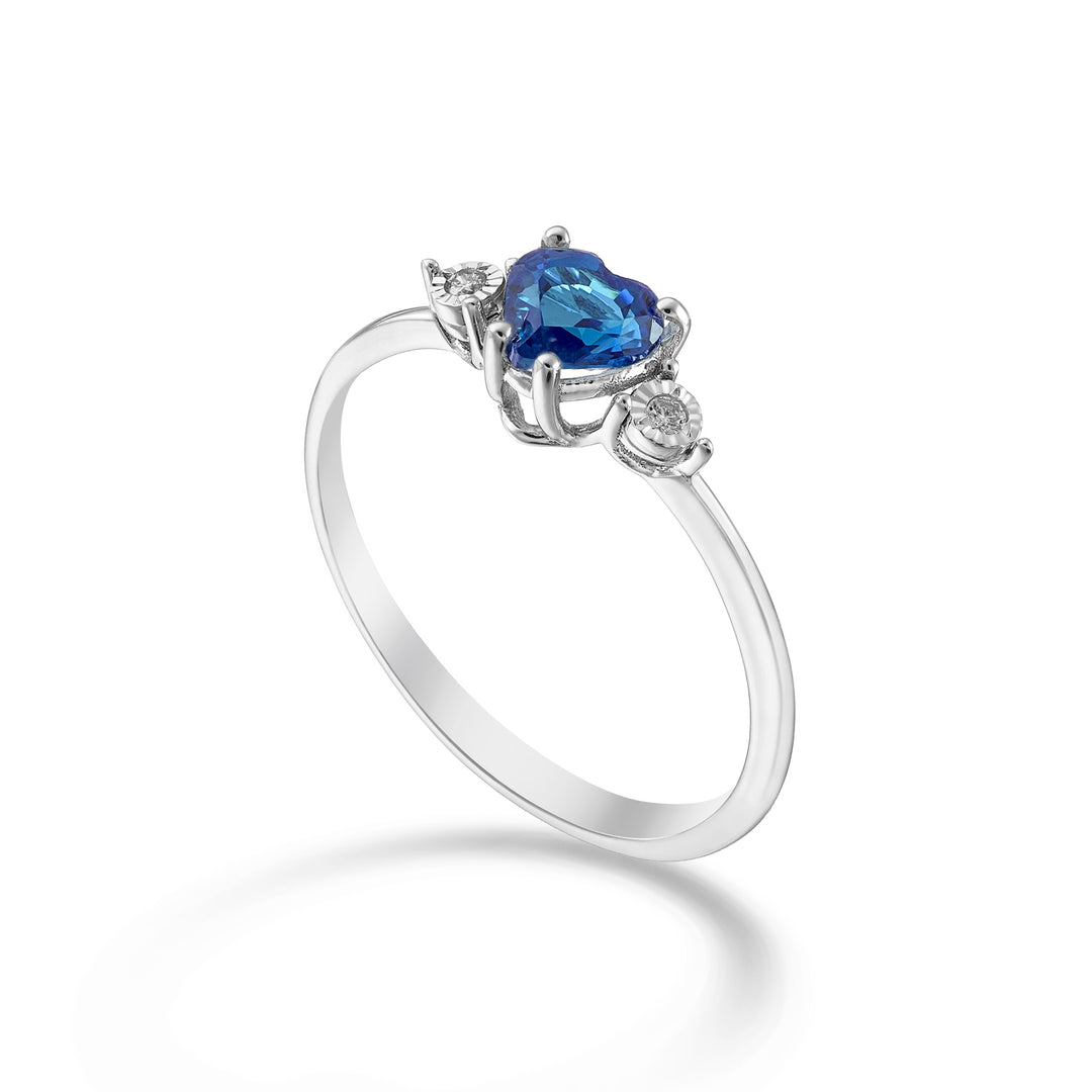 Nihama an 9k zaffiro n. cuore 5x5 e diamantini laterali NA5215R4ZFN043