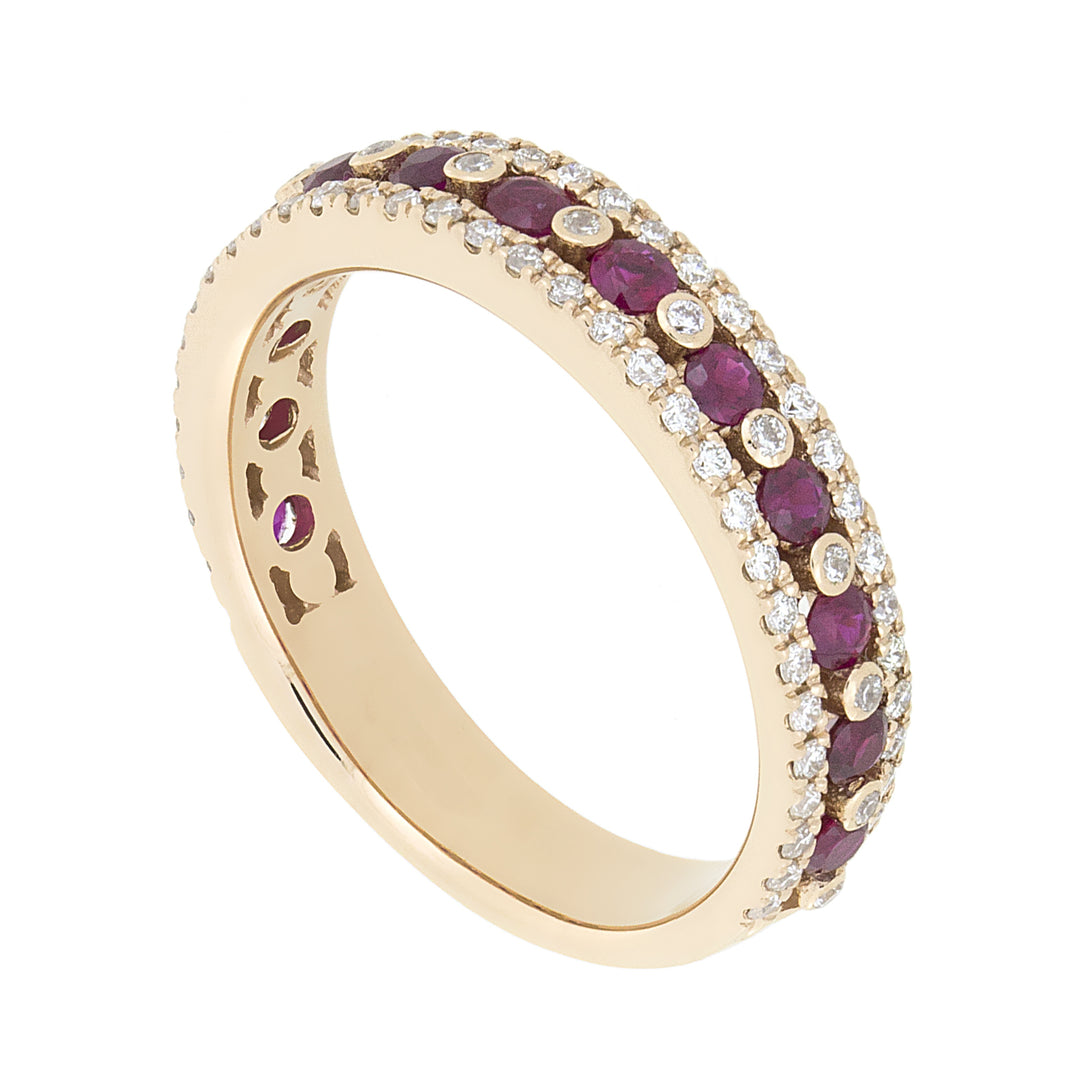 Golay anello fascia binario mezzo giro diamanti e rubini AFMG001WDIRUR-16147110045