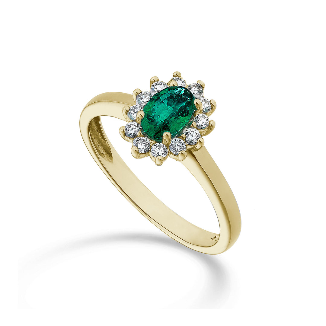 Mikiko an 18k smeraldo n. ovale 6x4 ct.0,42 diam. ct.0,23 oro giallo MA5093O1SMN042