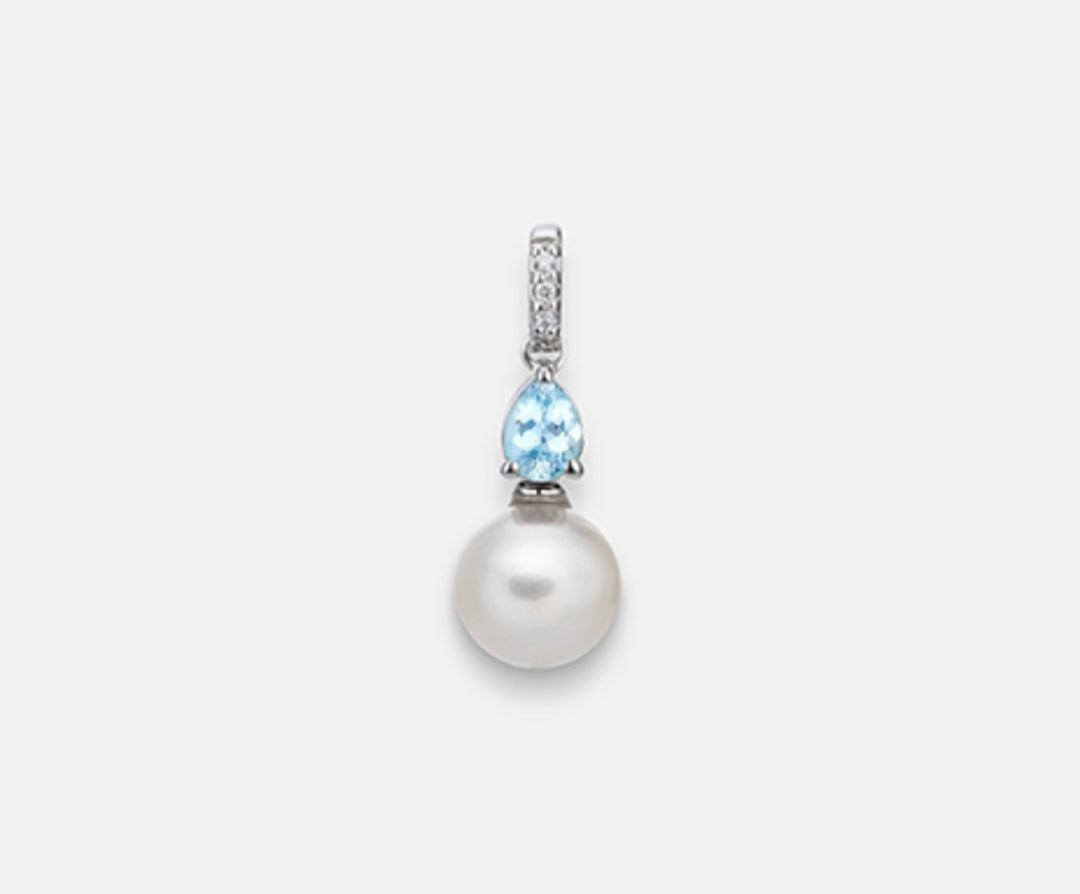 Nihama pe 18k fw 6,5/7 acquamarina goccia 4x3 ct.0,13 dia ct.0,01 NP0389O4FABI065-AM