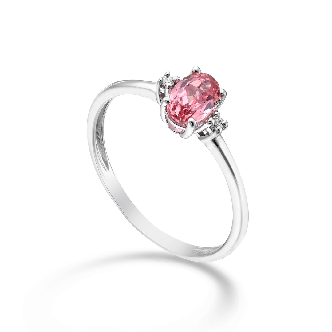 Mikiko an 18k zaffiro rosa ovale 6x4 ct.0,60 diam. ct.0,02 MA5072O4ZFRP
