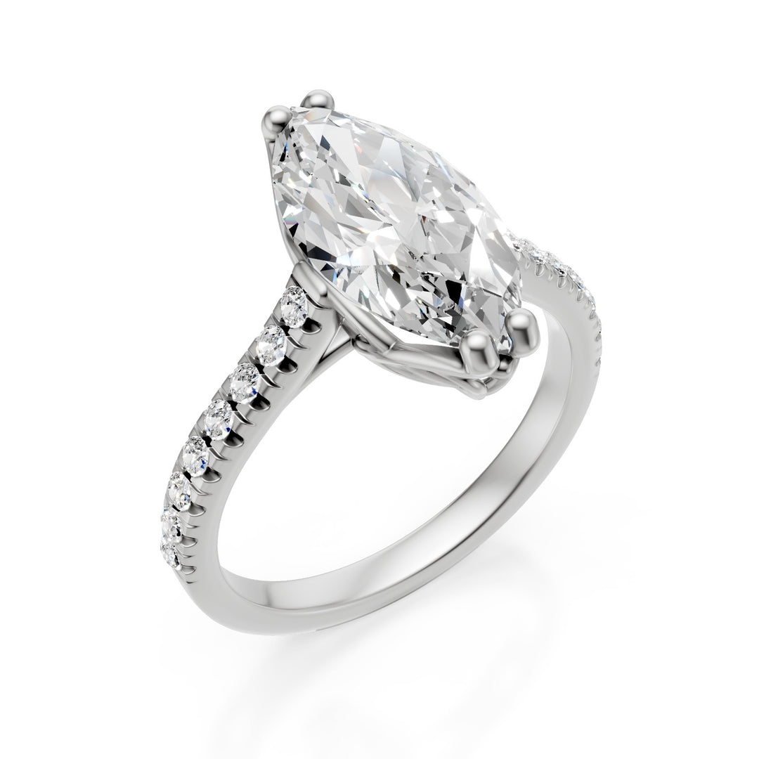 X-Diamond an 18kt lab g.d. ct.tot. 2,76- centr. ct. 2,52 marquise - gambo incassato 0,24ct LXDAPU096O4MABI276