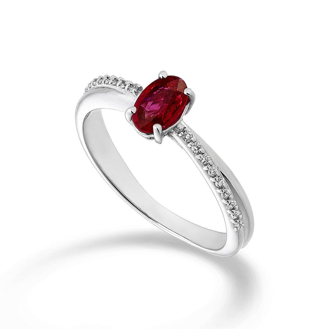 Mikiko an 18k rubino n. ovale 6x4 ct.0,39 diam. ct.0,07 MA5103O4RBN039