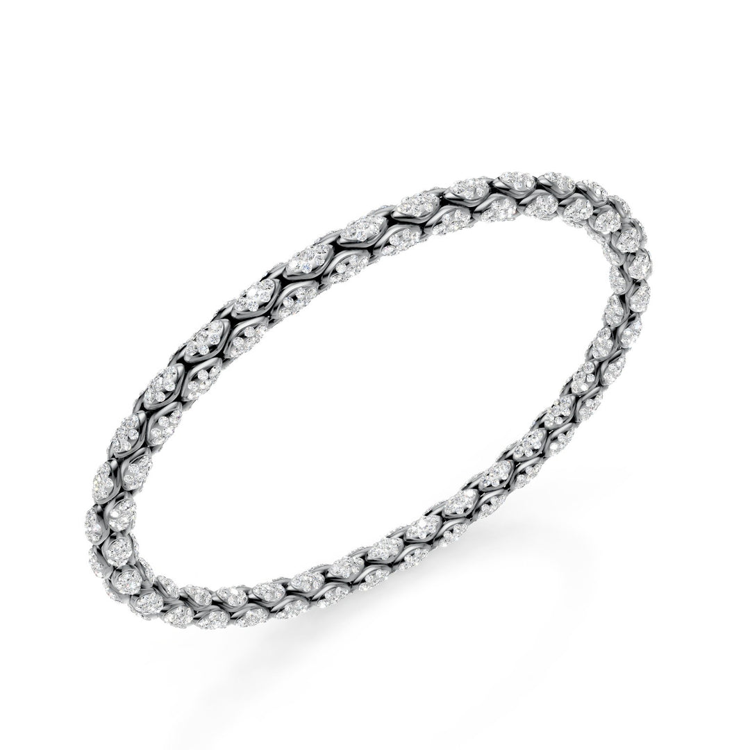 Golay bracciale in platino, interamente pavettato con diamanti, maglia a spiga, 16,5cm GBR032FPPTDI-165
