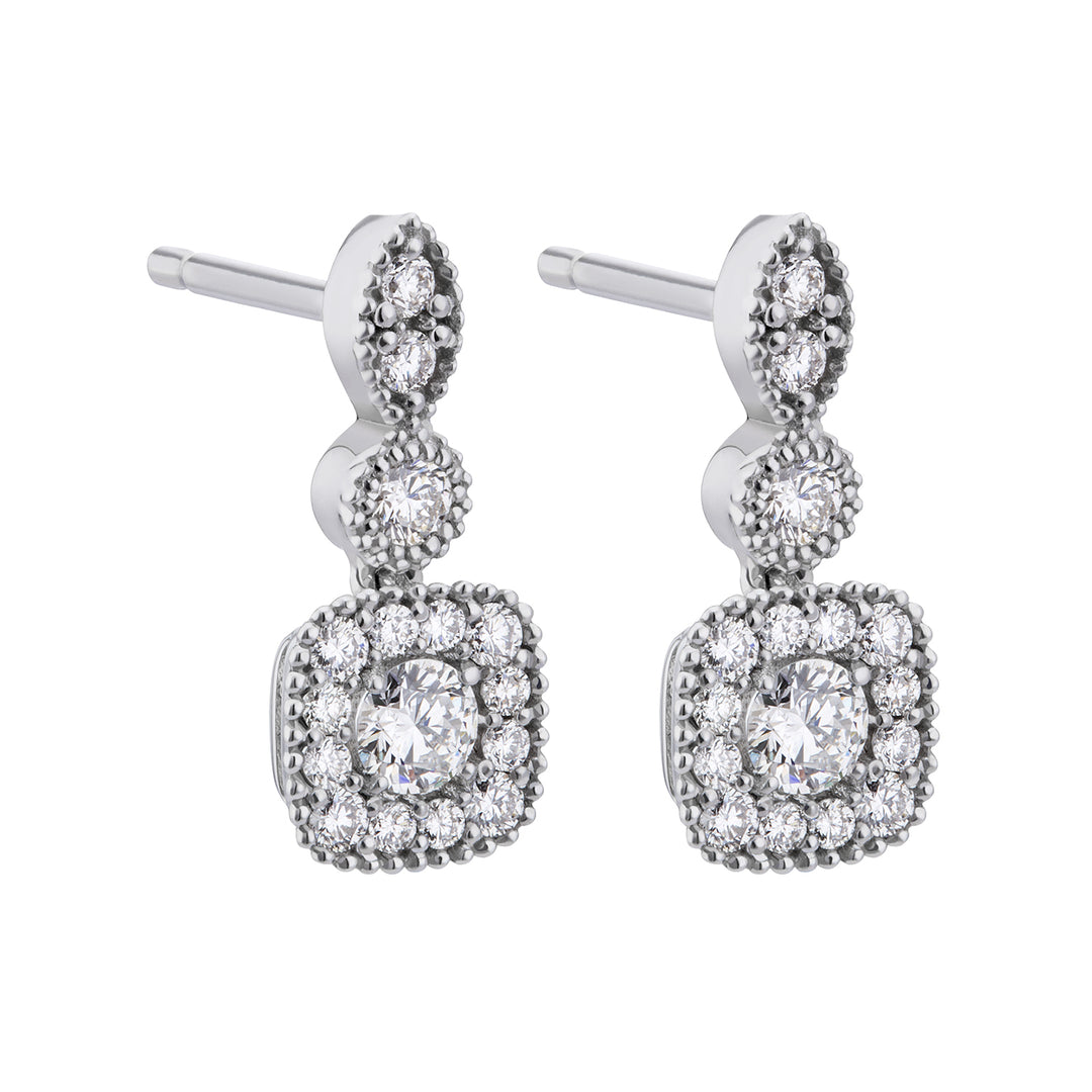 World Diamond Group orecchini pendenti jasmine centrale con contorno OCT026DI3-19025110203
