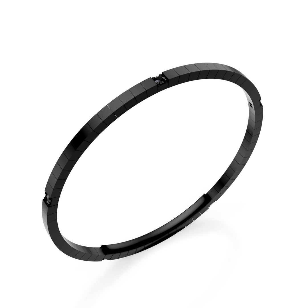 X-Diamond bracciale tennis in titanio nero con cinque spot diamanti black e chiusura a farfalla, 18,5cm, seconda misura LXDBRT012S5BKNE-185