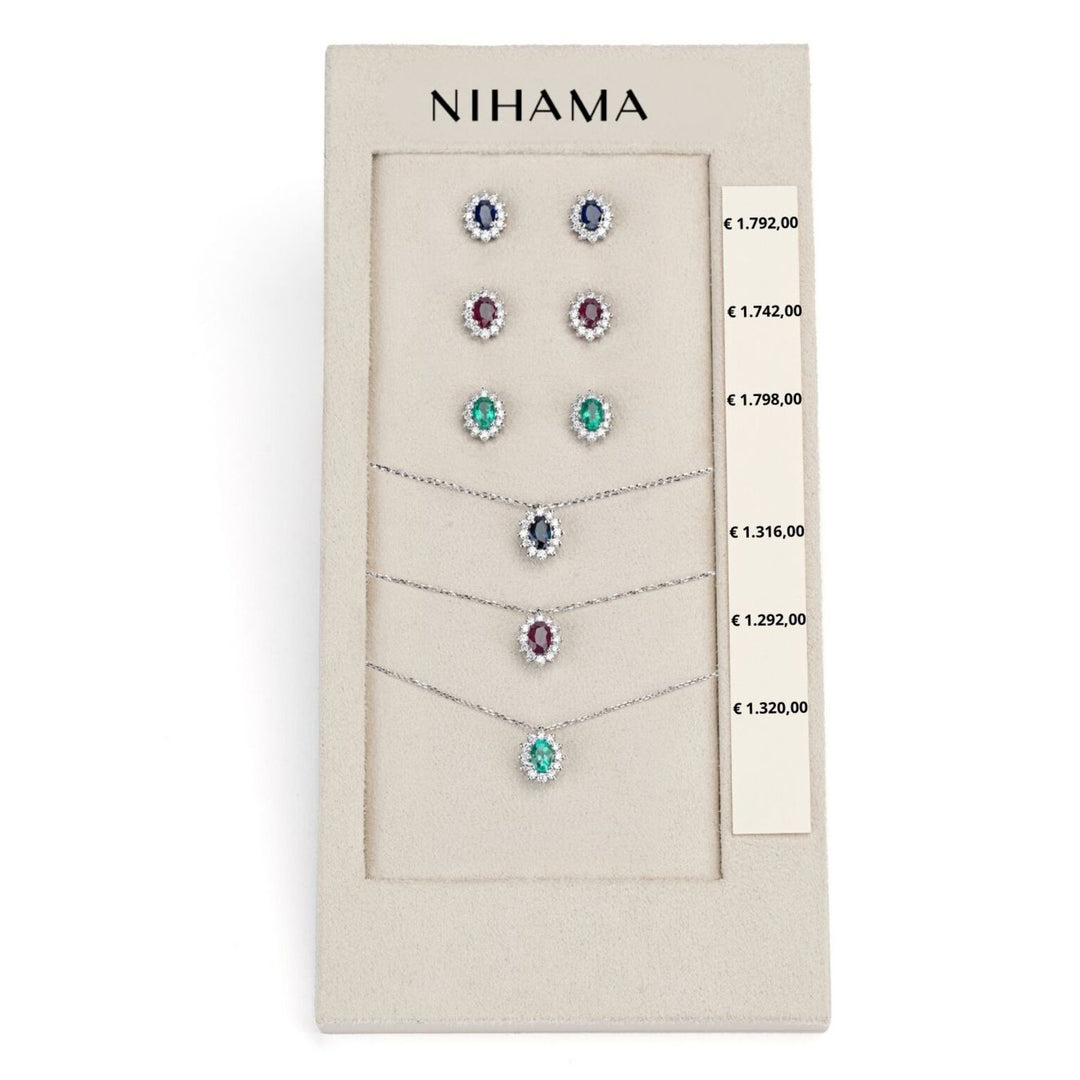 Nihama pacchetto cl 5047 + or 5030 18kt ovale 6x4 zaffiro, rubino e smeraldo tr. N.LIGHTBOX.11-T