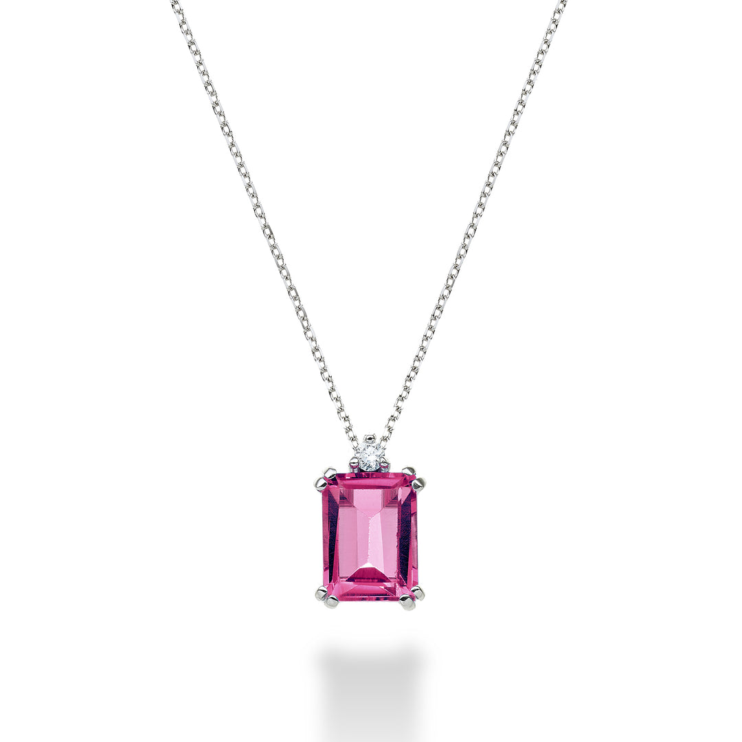Nihama cl 18k topazio pink ottagonale 8x6 ct.1,90 diam. ct.0,03 NPCL090DITPPK3O4
