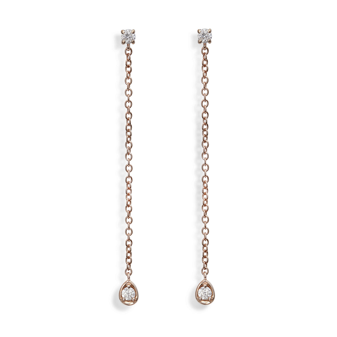 World Diamond Group or 18k ct.0,20 castone goccia catena cm.4 rosè GO5070O3BR020