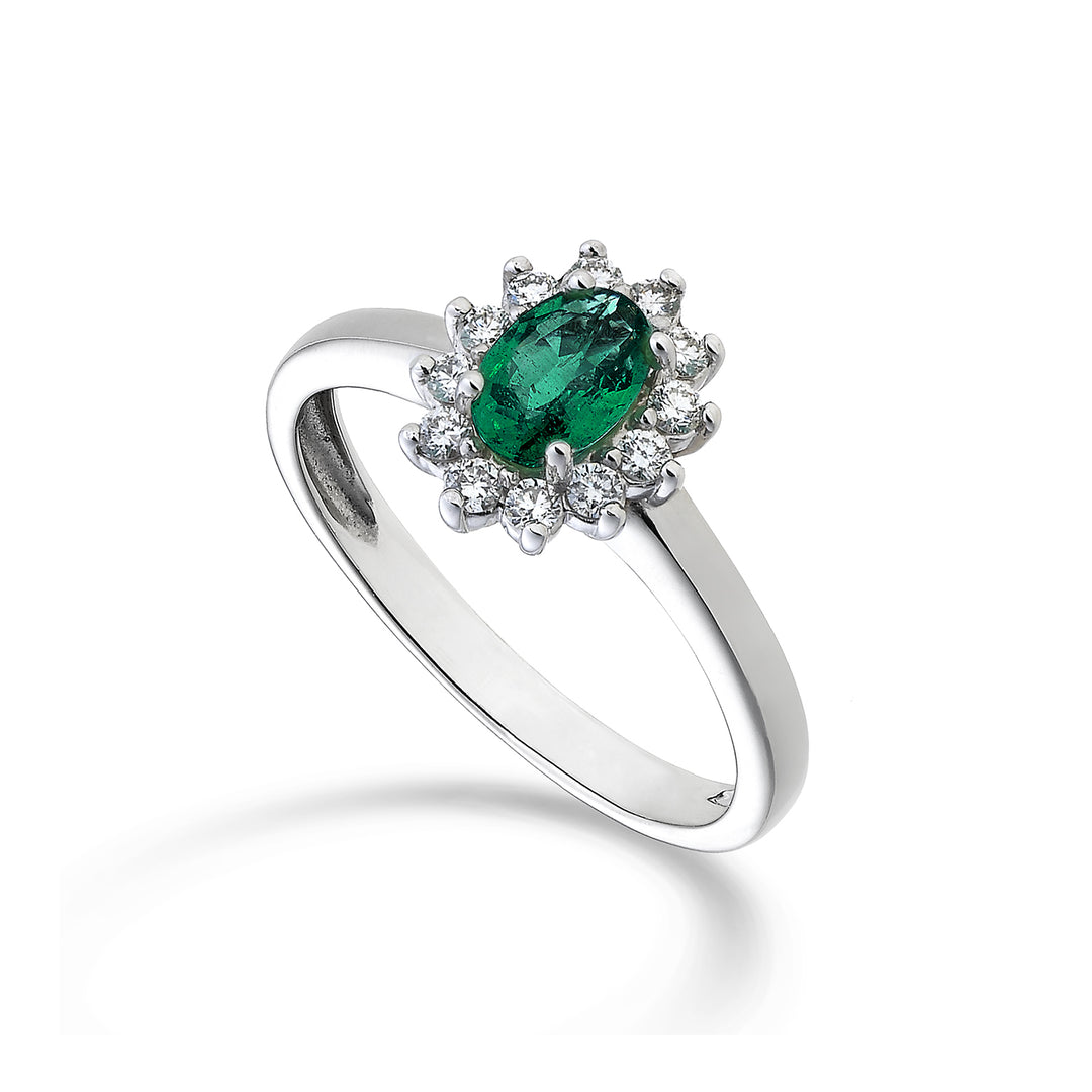 Nihama an 18k smeraldo n. ovale 6x4 ct.0,42 diam. ct.0,23 NA5093O4SMN042