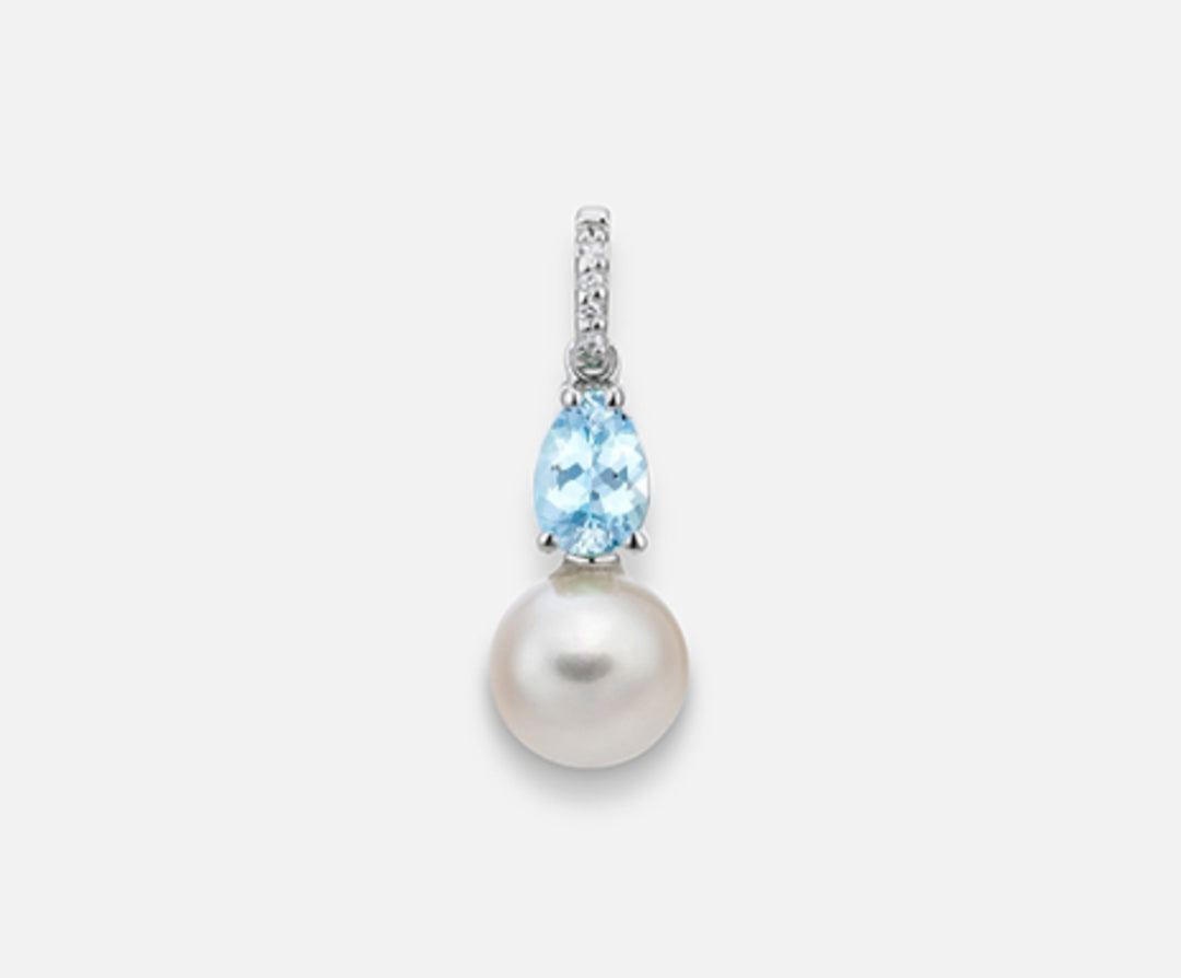 Nihama pe 18k fw 7,5/8 acquamarina goccia 6x4 ct.0,30 dia ct.0,015 NP0393O4FABI075-AM