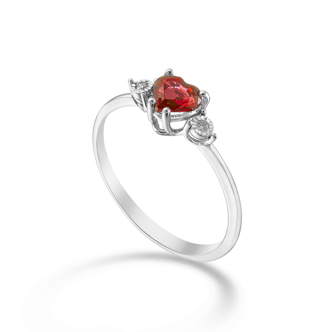 Nihama an 9k rubino cuore 5x5 e diamantini laterali NA5215R4RBR