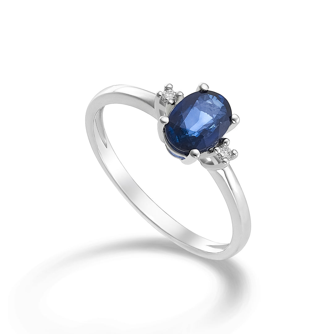 Nihama an 9k zaffiro n. ovale 7x5 ct.0,80 diam. ct.0,03 NA5073R4ZFN