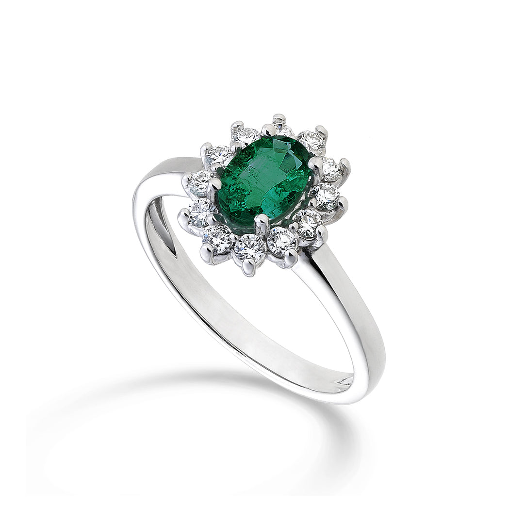 Nihama an 9k smeraldo n. ovale 7x5 ct.0,69 diam. ct.0,30 NA5094R4SMN069