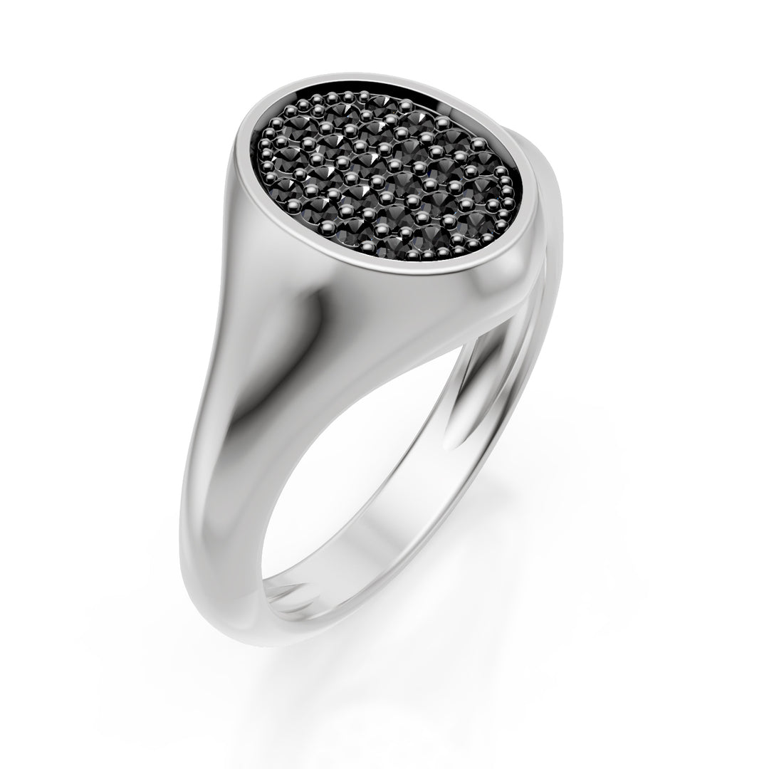 World Diamond Group anello mignolo ovale mis10 con d.black oro bianco ACH002BKB