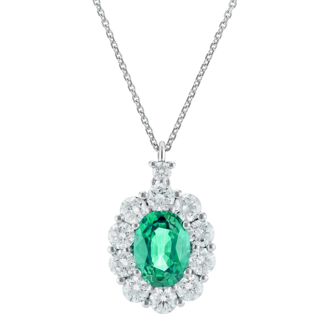 Golay collana smeraldo ovale 8x6 e contorno di diamanti PCL044DISM1-22035110074