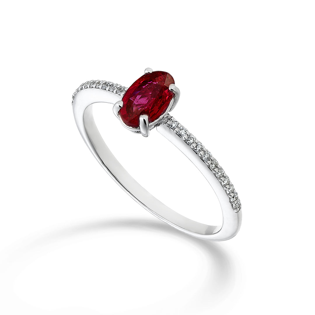 Mikiko an 18k rubino n. ovale 6x4 ct.0,46 diam. ct.0,08 MA5102O4RBN046