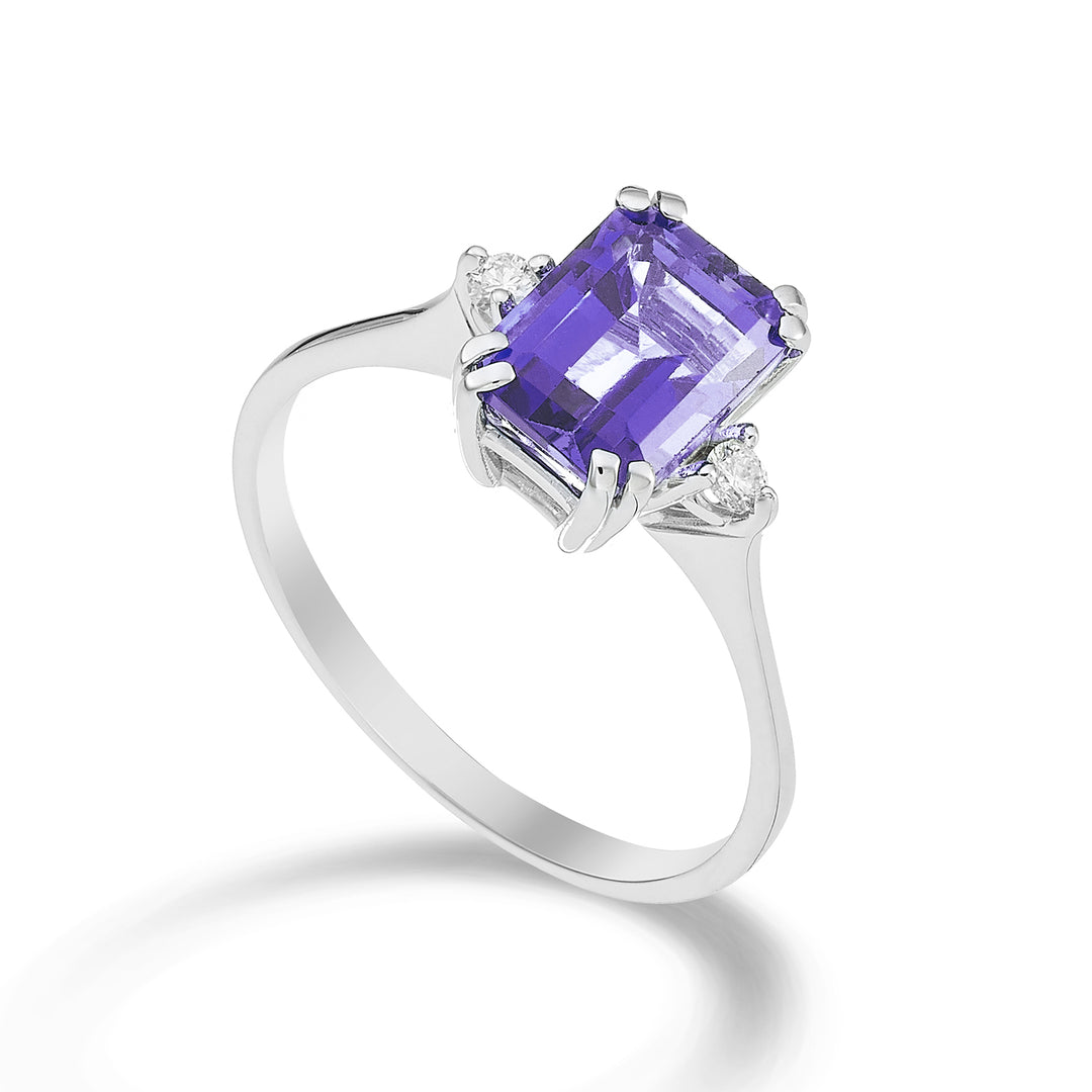 Mikiko an 18k ametista ottagonale 8x6 ct.1,30 diam. ct.0,06 MACL090DIAMET3O4