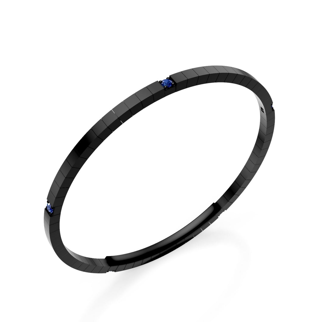 X-Diamond bracciale tennis in titanio nero, cinque spot con zaffiri e chiusura a farfalla, 18,5cm, seconda misura LXDBRT012S5ZANE-185
