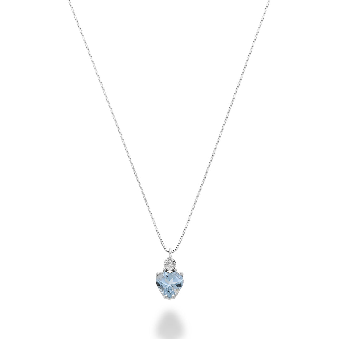 Mikiko cl 9k acquamarina cuore 5x5 con diamantino MD5195R4AM