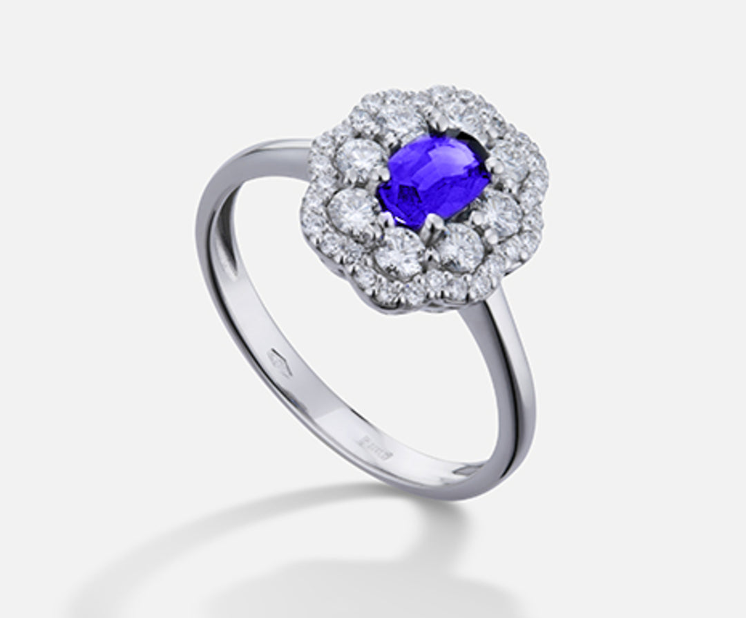 Nihama an 18k tanzanite n. ovale 6x4 ct.0,38 dia ct.0,63 NA5114O4TZN