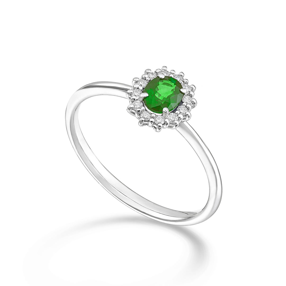 Nihama an 9k smeraldo nat. ovale 5x4 ct.0,30 diam. ct.0,10 NA5167R4SMN