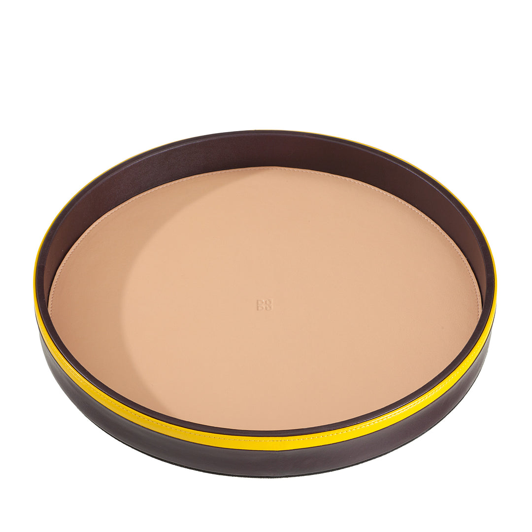 DUDU 32cm Round Leather Serving Tray Multicolor Home Office Storage Refined Design