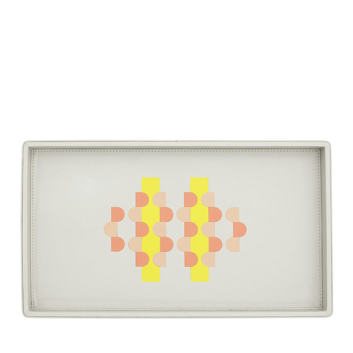 DUDU Vassoio Portaoggetti in Legno Rivestito in Vera Pelle, Vassoio Decorativo per la Casa, 27 x 15 cm, Accessorio di Home Design