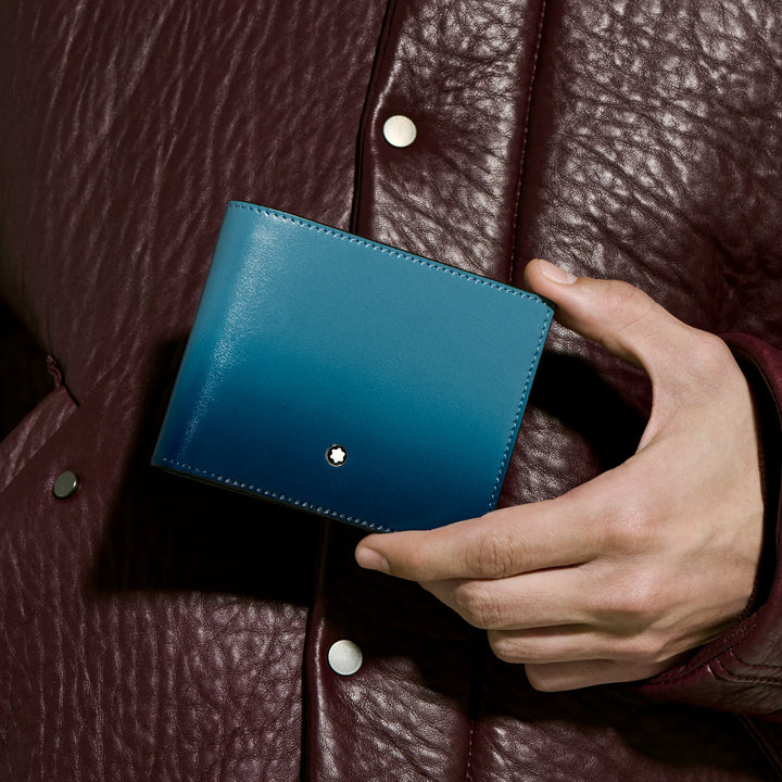 Montblanc portafoglio 6 scomparti Meisterstück blu fumé sfumato 199266