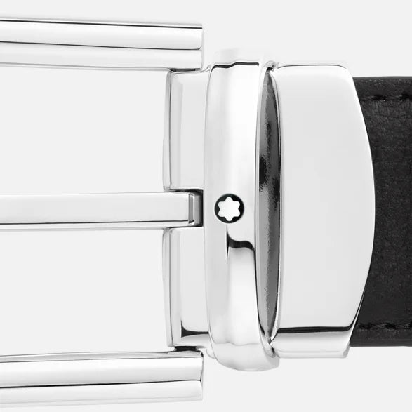 Montblanc cintura 30mm con fibbia ad ardiglione a ferro di cavallo finitura palladio lucido 128757