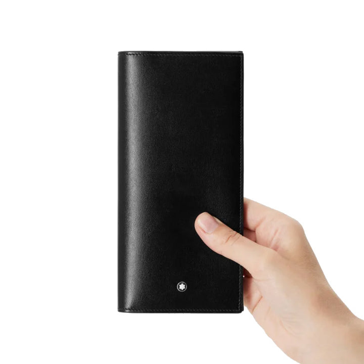 Montblanc portafoglio verticale 14 scomparti e tasca con cerniera Meisterstück nero 198318