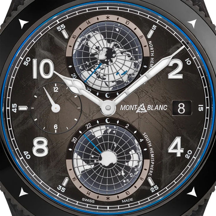 Montblanc orologio 1858 Geosphere Carbo₂ 0 Oxygen edizione limitata 1969 pezzi 43mm nero automatico 132300