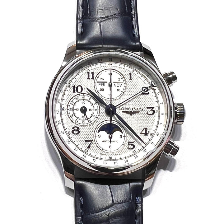 Longines orologio Master Collection Chrono Moonphase 41mm argento automatico acciaio L2.962.4.73.2
