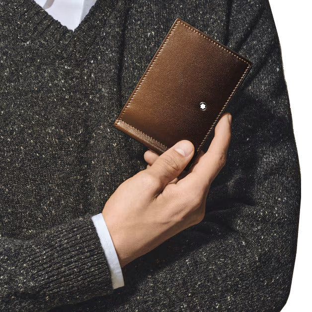 Montblanc portafoglio 6 tasche con fermasoldi Meisterstück Sfumato marrone 220316