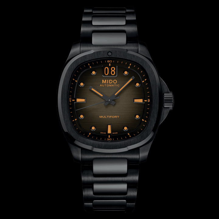 Mido orologio Multifort TV Big Date 40mm grigio automatico acciaio finitura PVD nero M049.526.33.081.00