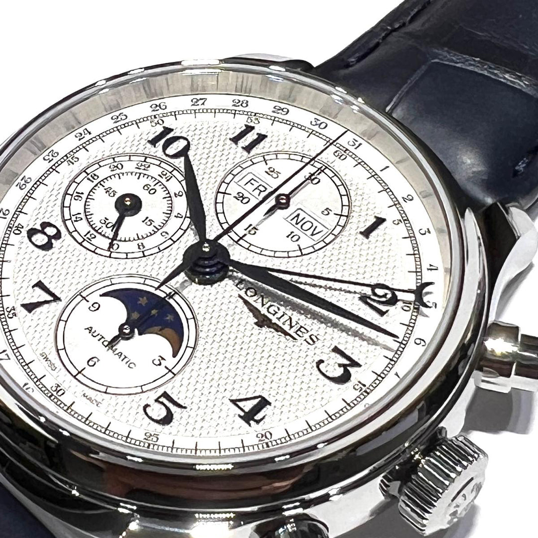 Longines orologio Master Collection Chrono Moonphase 41mm argento automatico acciaio L2.962.4.73.2