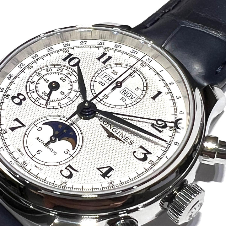 Longines orologio Master Collection Chrono Moonphase 41mm argento automatico acciaio L2.962.4.73.2