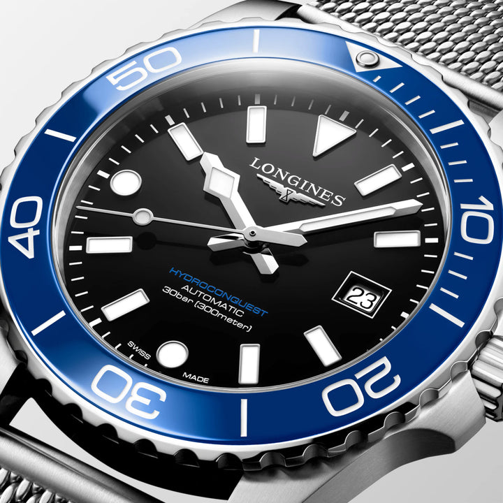 Longines orologio Hydroconquest 39mm nero automatico acciaio L3.779.4.90.6