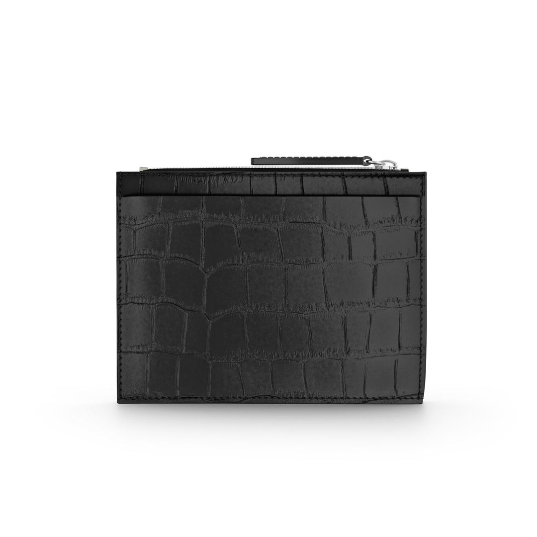 Giovanni Raspini portacarte con zip pelle croco nera argento 925 L0023