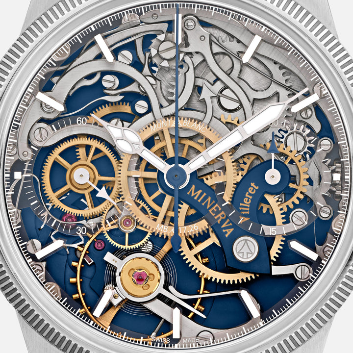 Montblanc orologio 1858 The Unveiled Minerva Chronograph Edizione Limitata - 100 esemplari 43mm scheletrico manuale acciaio 133296