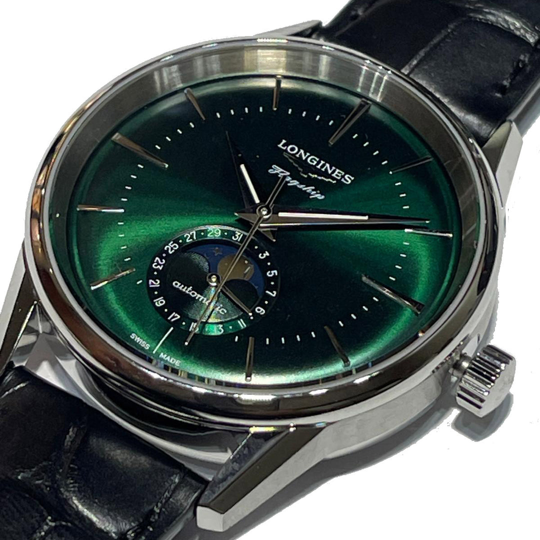 Longines orologio Flagship Heritage Moonphase 38,5 mm verde automatico acciaio L4.815.4.02.2
