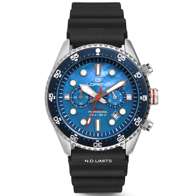 Montre Lorenz Shark 5 Chrono 42 mm acier quartz bleu nacre 030285BB