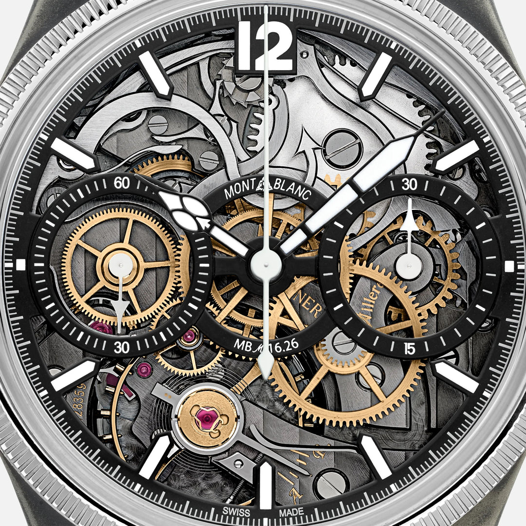 Montblanc orologio 1858 The Unveiled Secret Minerva Monopusher Chronograph Edizione Limitata - 88 esemplari 43mm scheletrato manuale acciaio 131155
