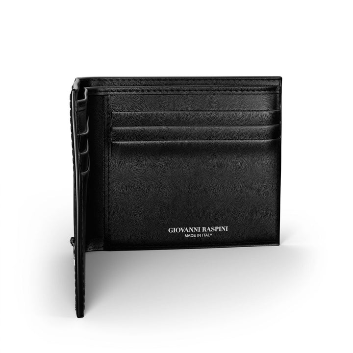 Giovanni Raspini portafoglio pelle croco nera argento 925 L0024