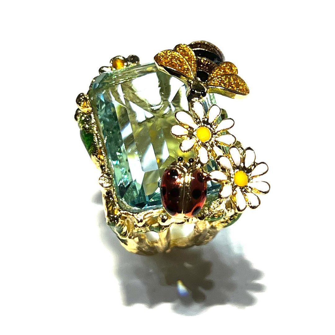 Federica Rossi anello Ape Margherite cristallo bronzo finitura PVD oro 18kt FR.AN.24