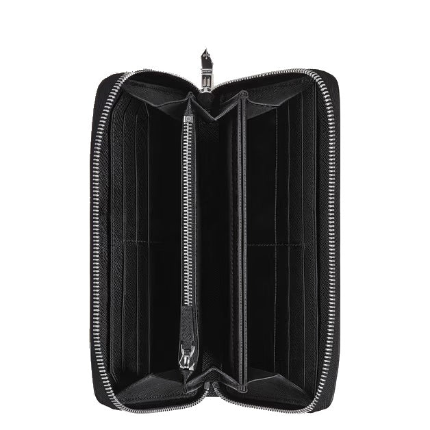 Montblanc portafoglio 12 scomparti con cerniera Sartorial tweed blu 220365