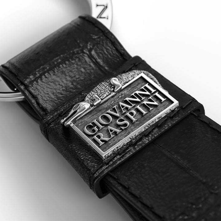 Giovanni Raspini portachiavi pelle croco nero argento 925 L0021