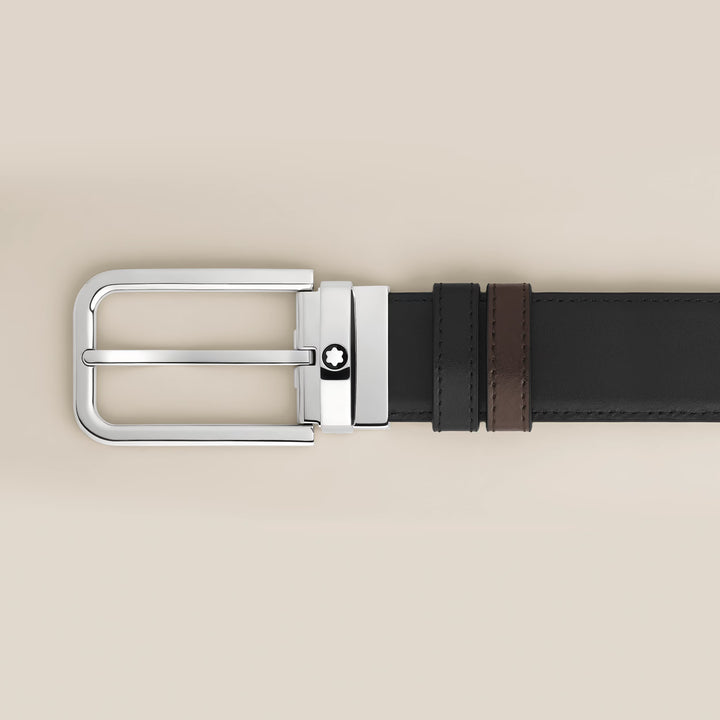 Montblanc cintura reversibile 35 mm pelle Meisterstück fibbia rettangolare 223407