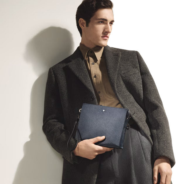 Montblanc pochette sartorial tweed blu 220428